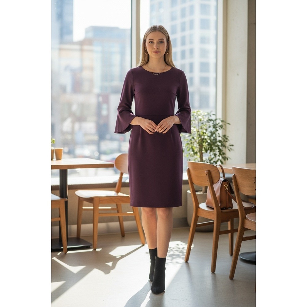 Calvin Klein Sheath Dress‎ Plum Cocktail Party Career 6P Office Chic Evening NWT